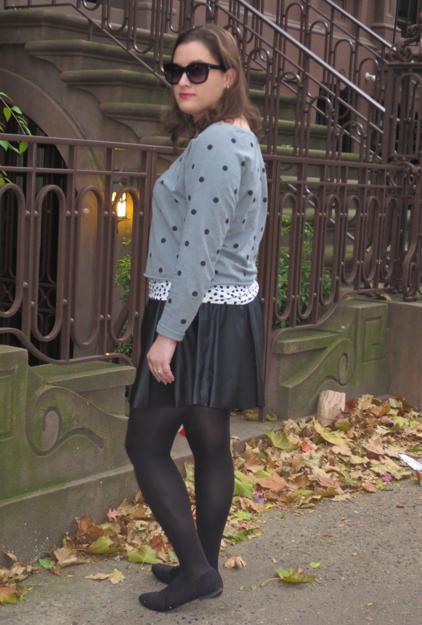 Sweatshirt + Leather Skirt