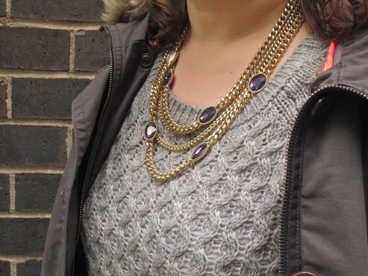 Chunky knit and statement necklace 