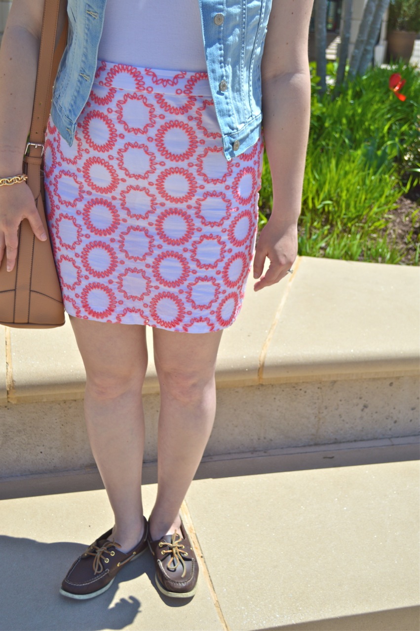 Eyelet Skirt and Boat Shoes