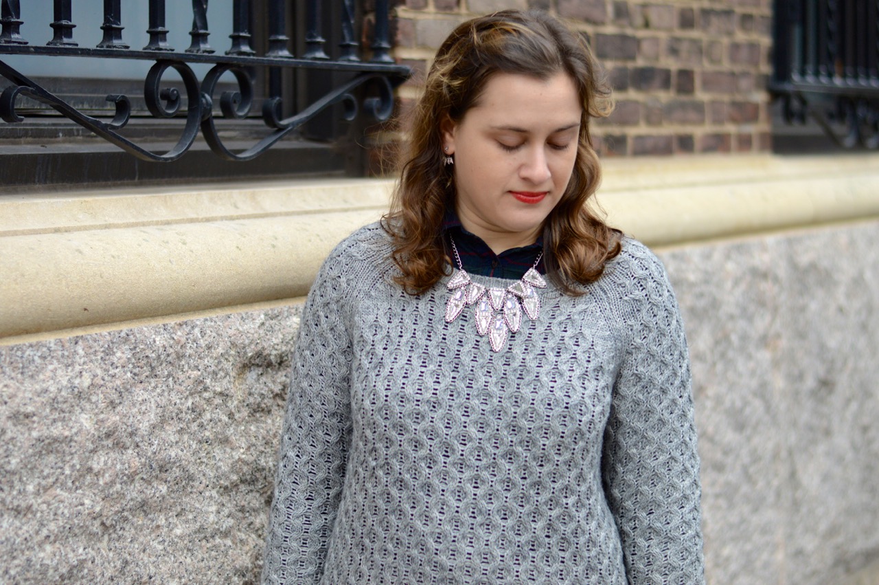 Statement necklace + sweater