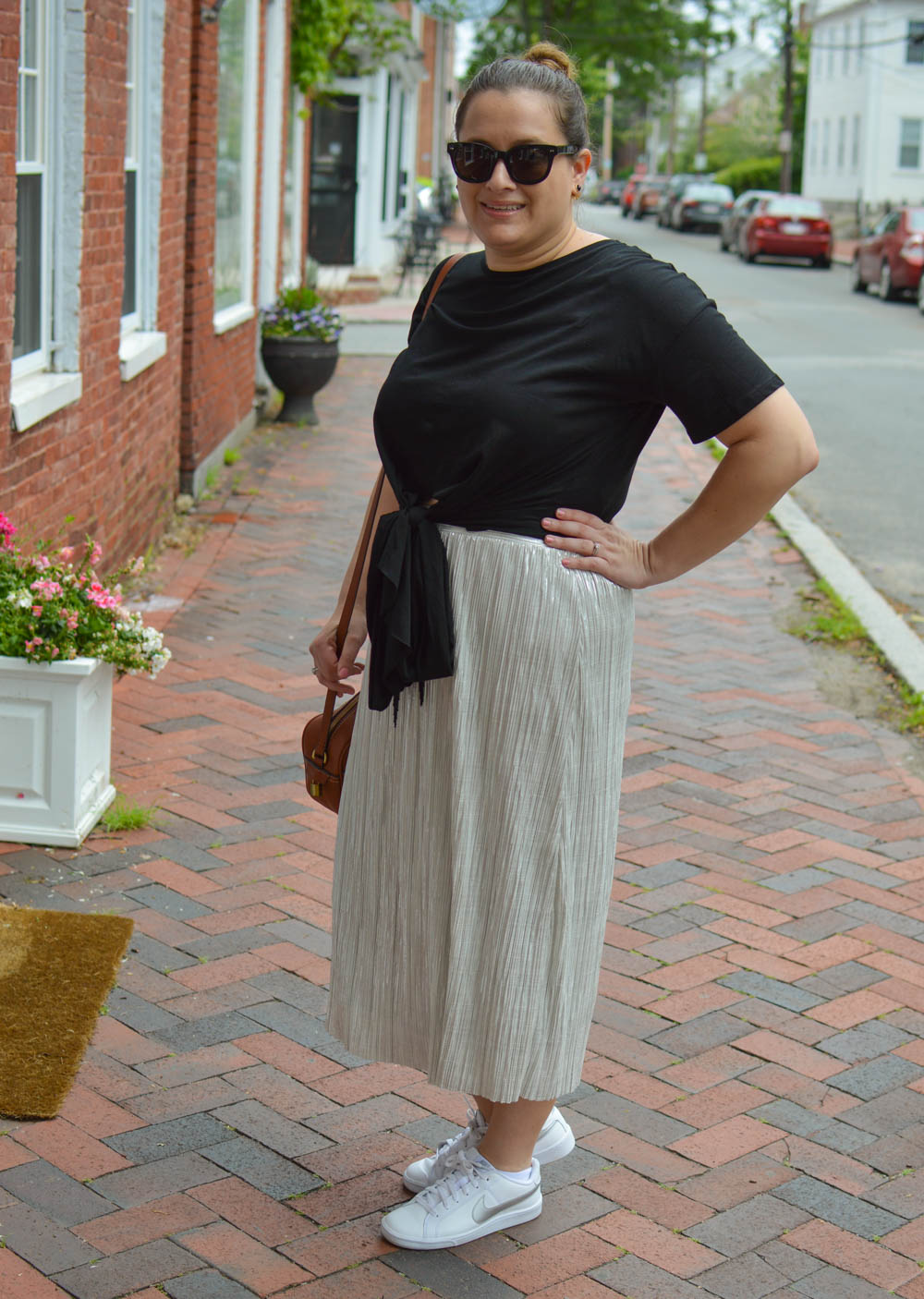How to style a metallic skirt