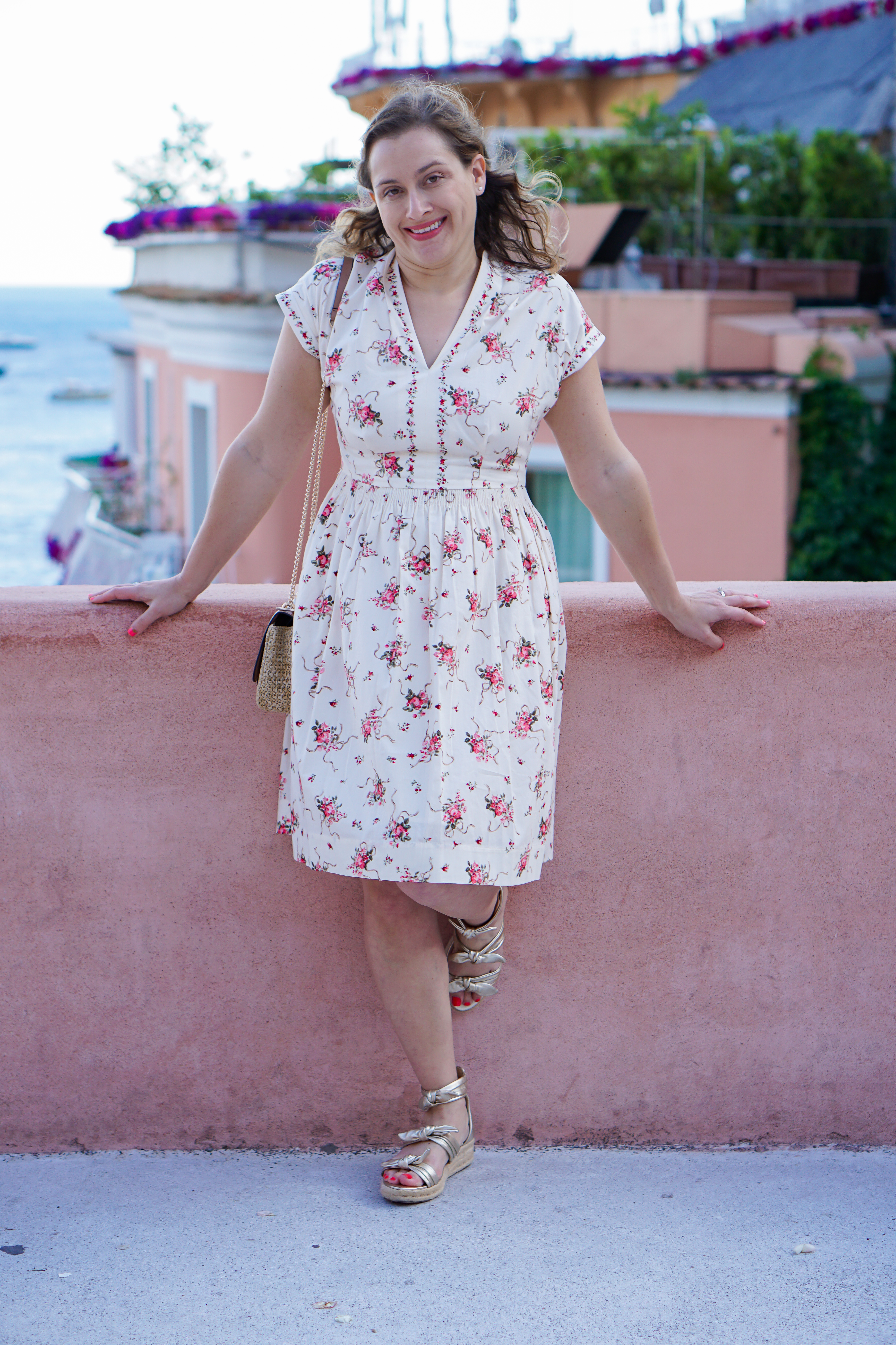 Rose print dress in Positano