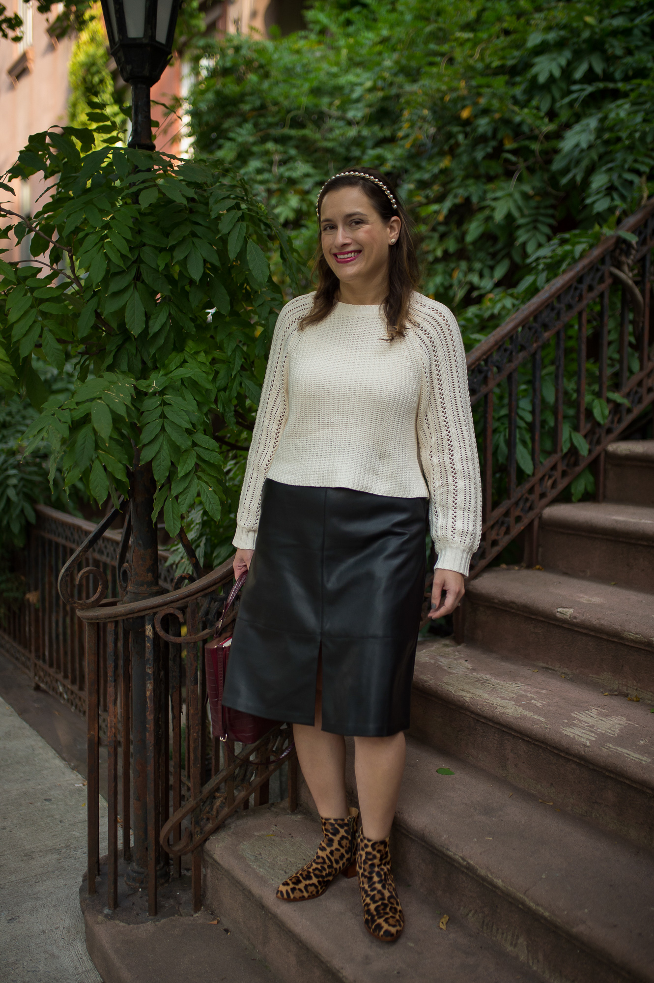 How to style a leather midi skirt
