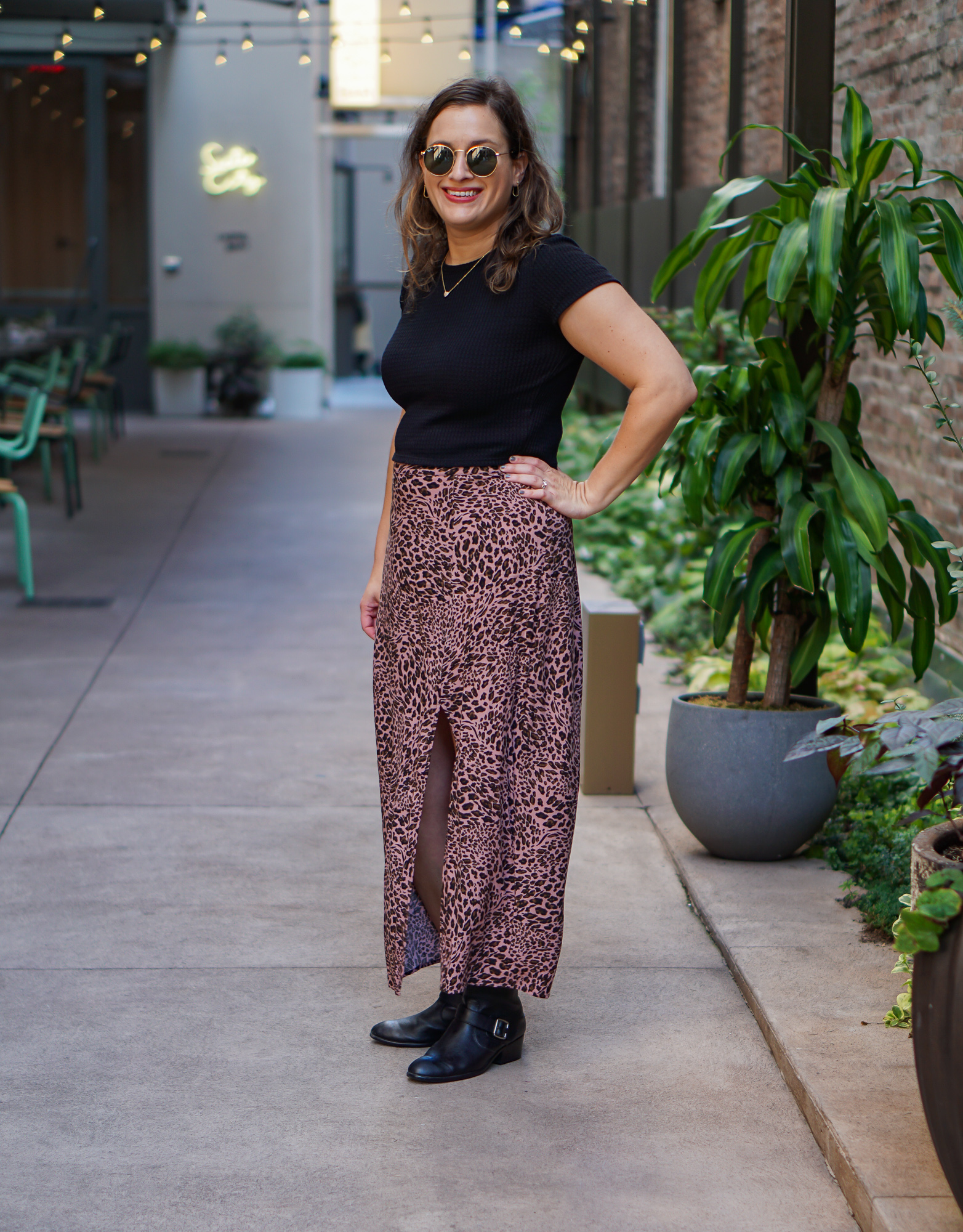 Cropped tee and maxi skirt