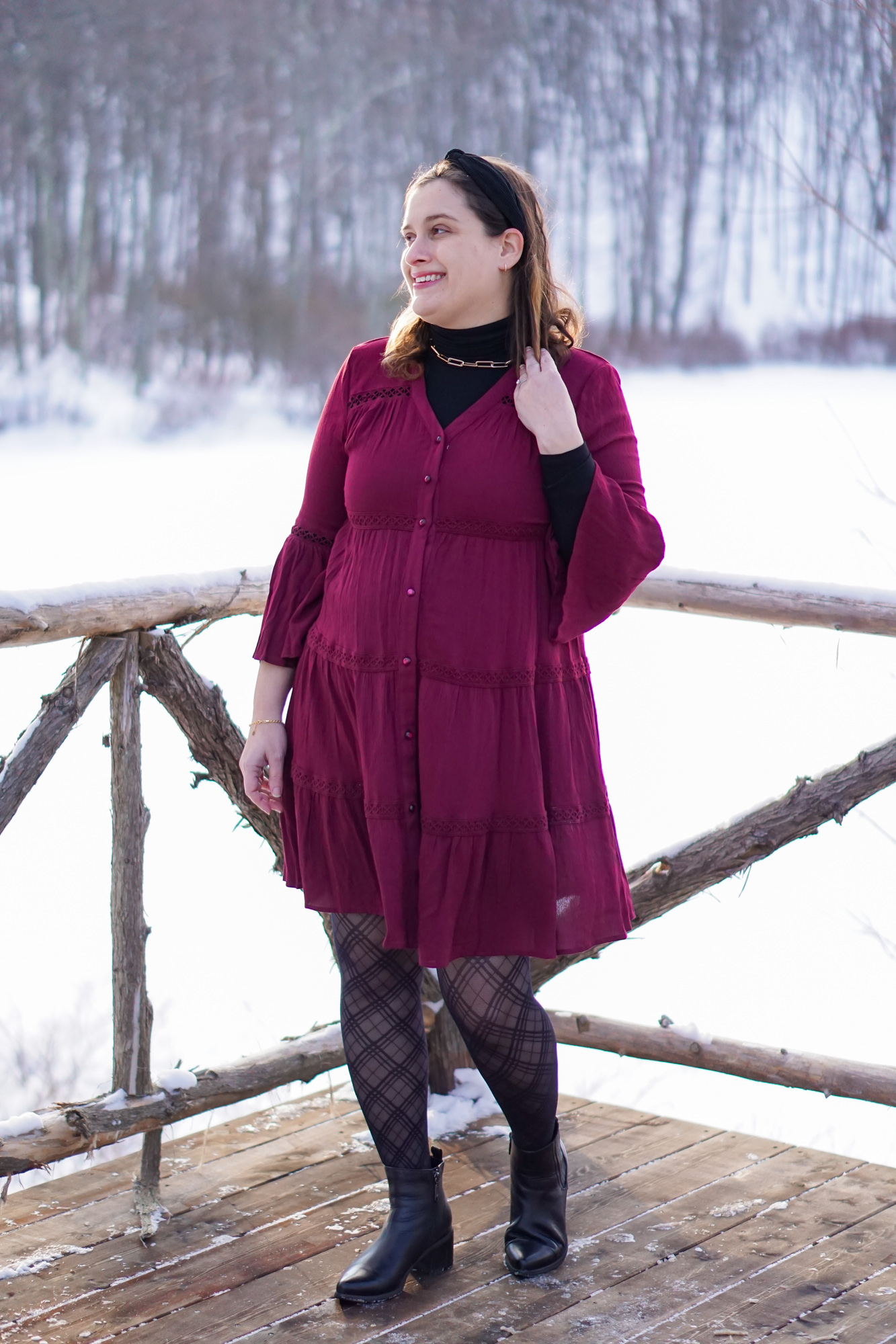 How to style a short dress for winter