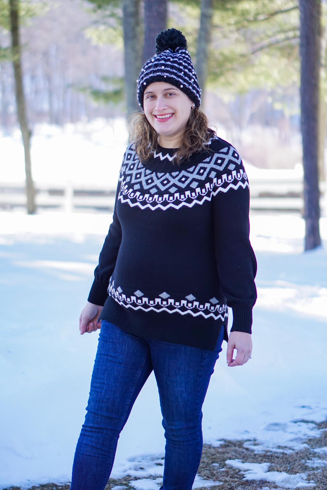 Fair isle sweater and jeans