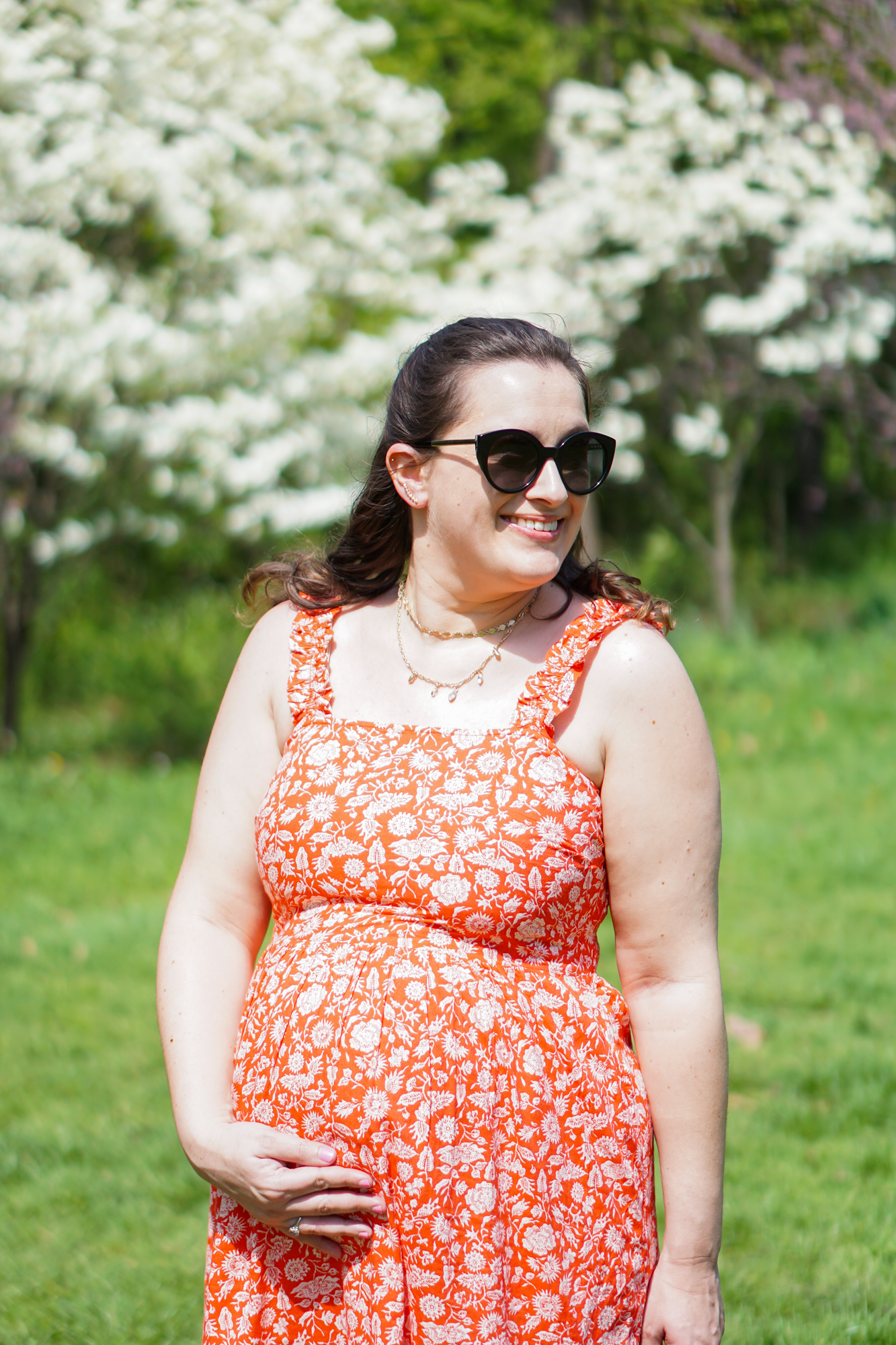 Red and white floral dress under $30