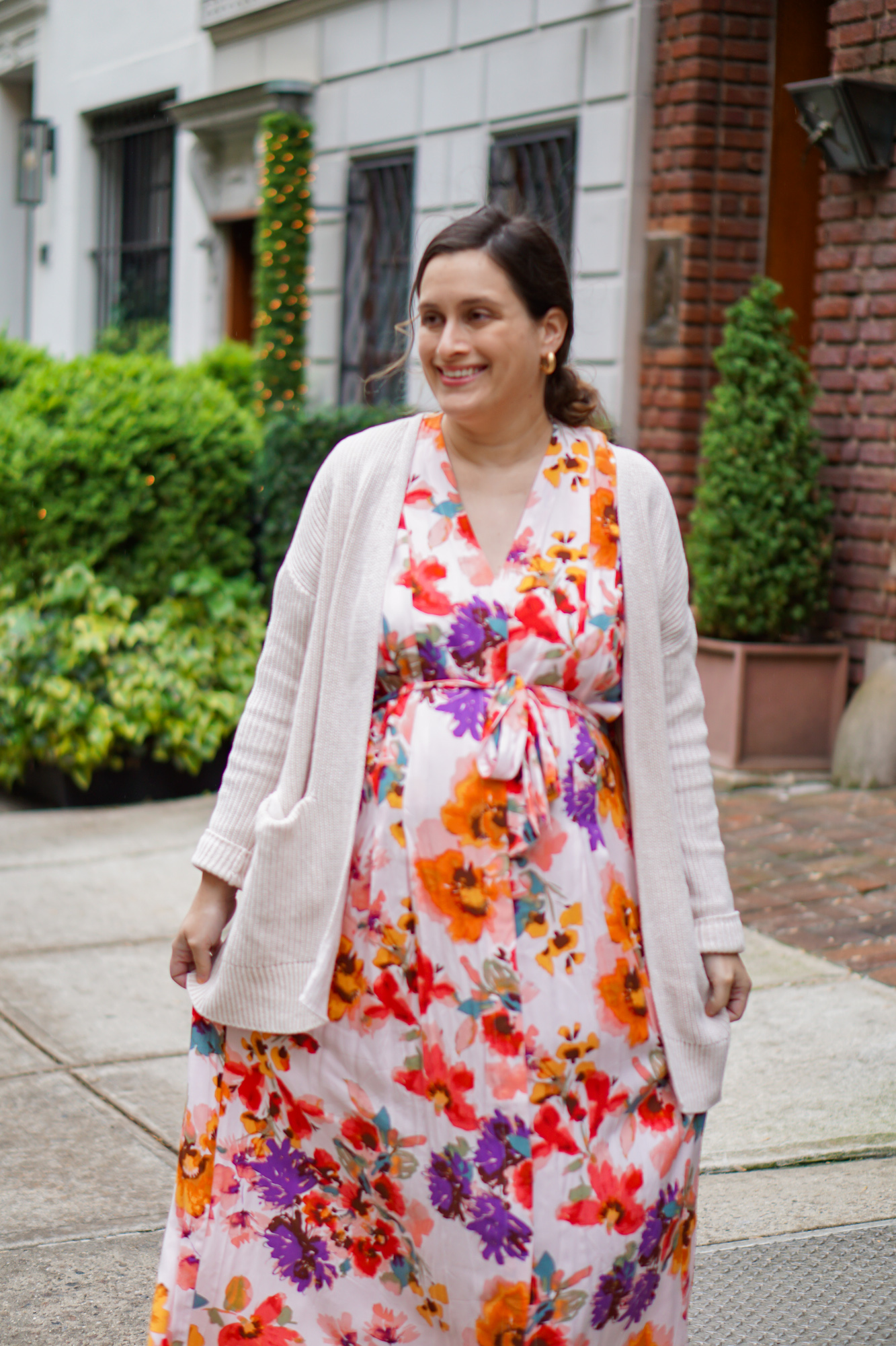 Floral dress and cardigan