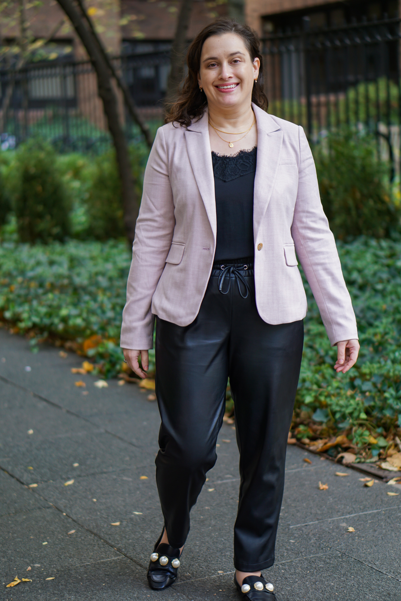How to style faux leather pants for work