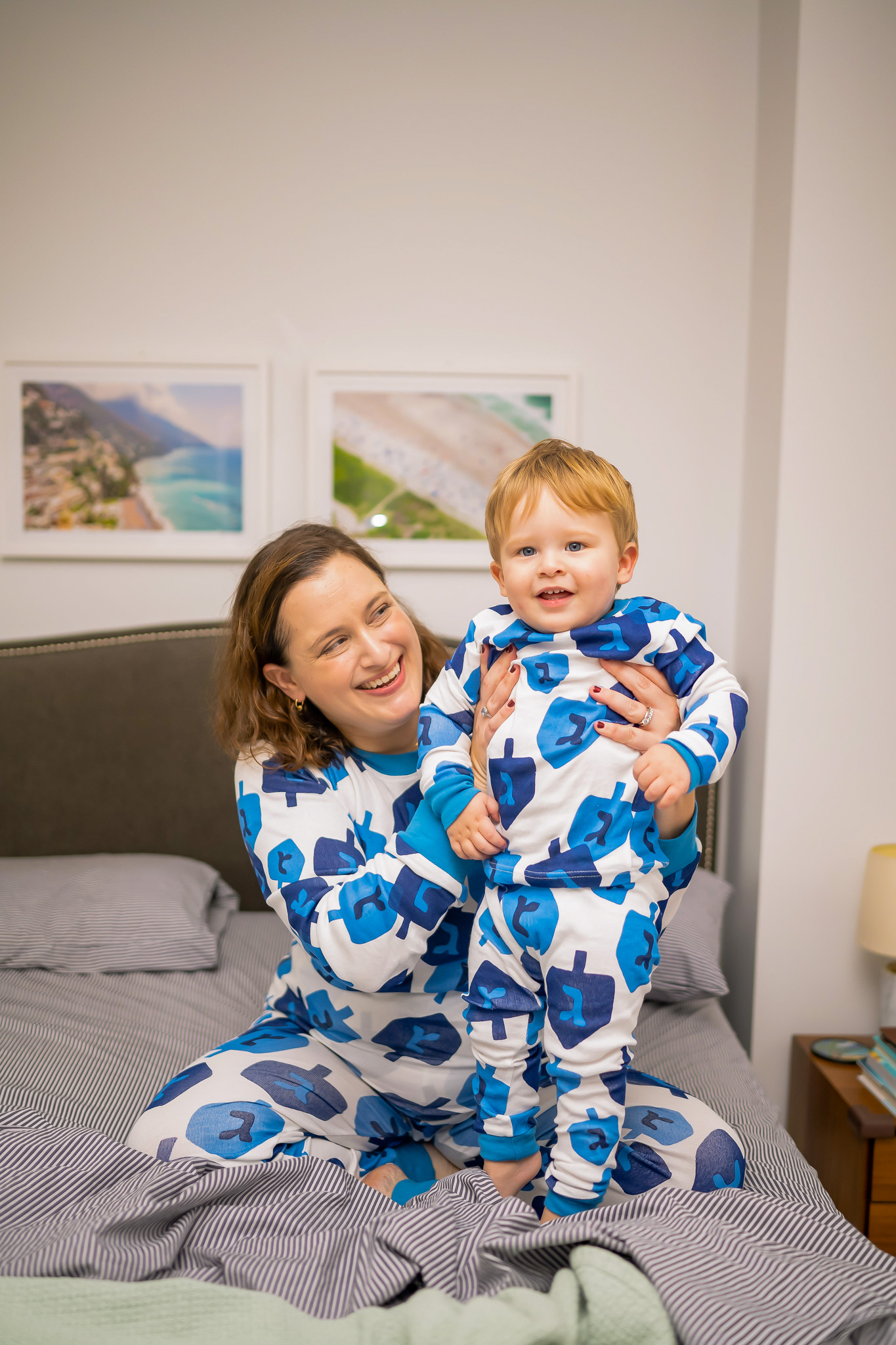 Matching Hanukkah pajamas